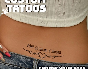 Custom Name Temporary Tattoo Tribal Script Lower Back Waterproof Fake Tattoo Personalized Body Art