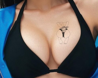 Tatuaje temporal de humor para adultos: diseño llamativo en negro, sello de alta calidad.