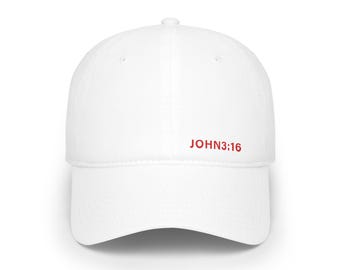 John 3:16 Christian Low Profile Baseball Cap - Red Design