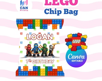 Lego Chip Bag Template | Editable Canva Printable | Instant Download