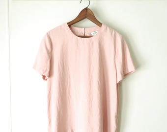 silk blouse, vintage 90s, faded salmon, medium