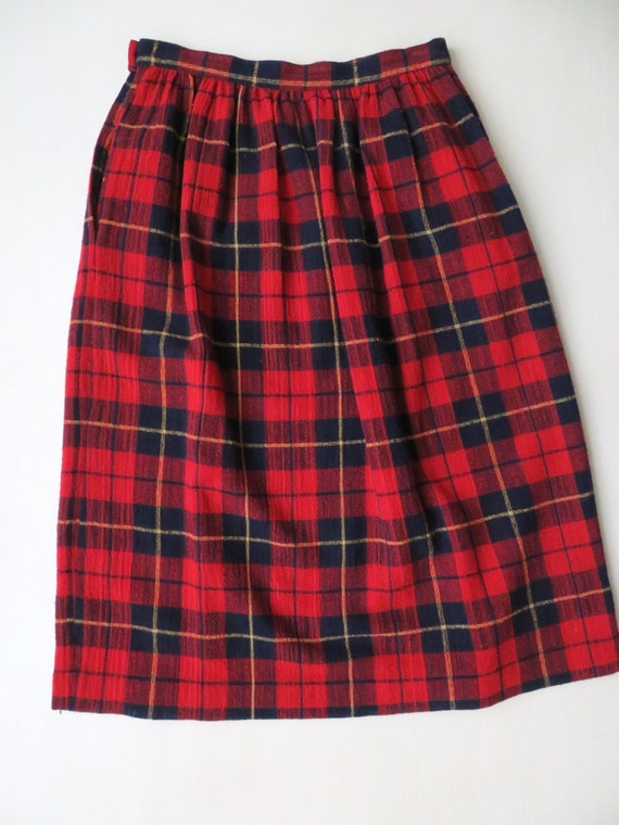 red plaid skirt vintage 70s skirt with pockets, t… - image 4