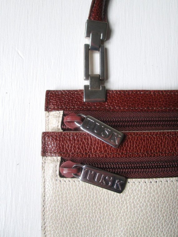 flat crossbody bag, wallet bag, two tone beige an… - image 8