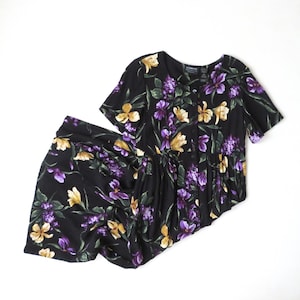 Vintage 90's floral prairie dress, long maxi length, crinkle gauze texture, Liz Claiborne,  extra small,