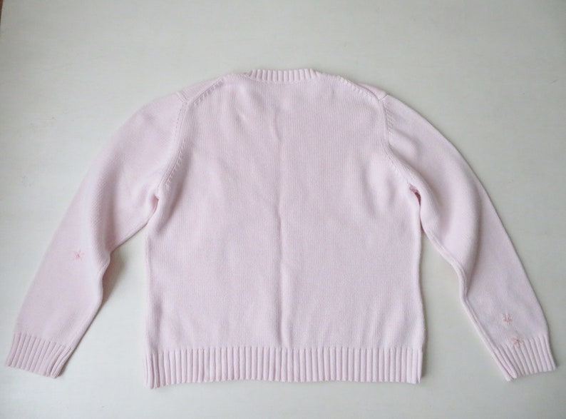 pull en coton rose pâle avec broderie, pull à col rond, surdimensionné sur petit, moyen pour femme, vêtements vintage des années 90 image 7