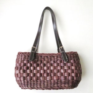 straw shoulder bag, summer beach tote, organizer purse, vintage y2k, early 2000, READ FULL DESCRIPTION