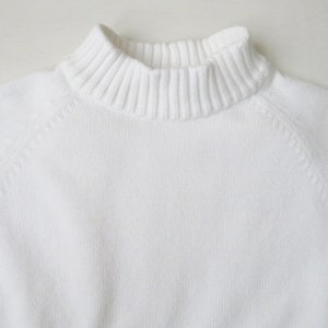 white mockneck sweater, cotton turtleneck pullover, minimal sweater, vintage 90s, women small, Jeanne Pierre image 3