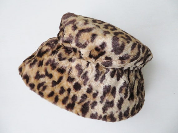Faux fur leopard hat brown black and tan cloche vintage 50s | Etsy