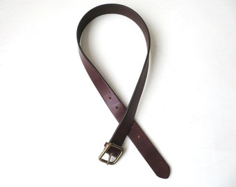 wide leather belt, GAP dark brown belt with brass buckle, 27 to 30 inches, vintage 90s