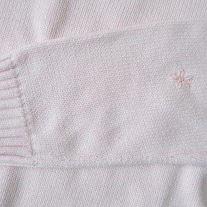 pull en coton rose pâle avec broderie, pull à col rond, surdimensionné sur petit, moyen pour femme, vêtements vintage des années 90 image 4