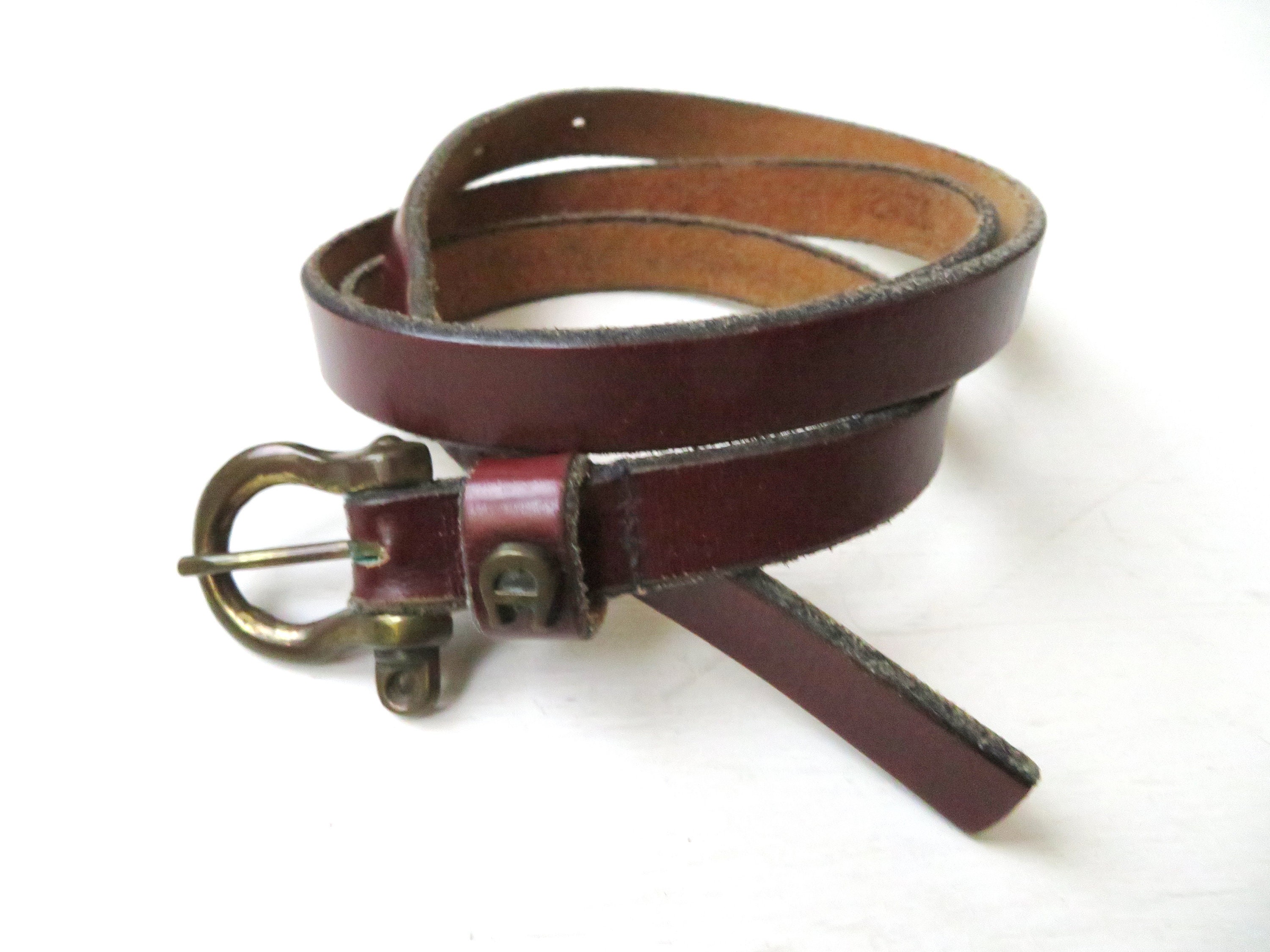 Vintage Etienne Aigner Skinny Belt Size 32 Made In Spain Etienne Aigner Skinny Vintage Light Brown Tan Thin Leather  main image 2