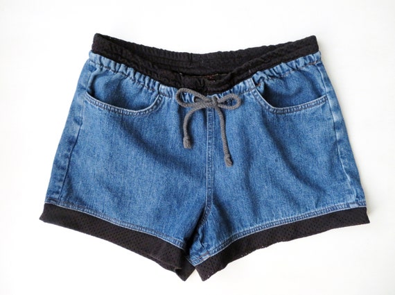Drawstring denim shorts womens deals