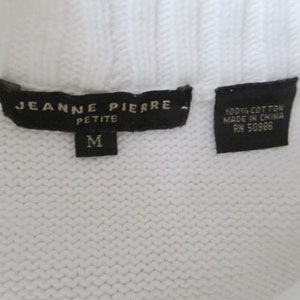 white mockneck sweater, cotton turtleneck pullover, minimal sweater, vintage 90s, women small, Jeanne Pierre image 5