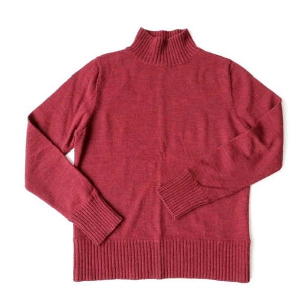 turtleneck sweater, mockneck brick red pullover, minimalist style wool sweater vintage 70s 80s 90s women extra small