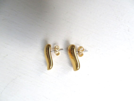 modernist earrings, abstract sculptural shape, go… - image 3
