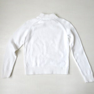 white mockneck sweater, cotton turtleneck pullover, minimal sweater, vintage 90s, women small, Jeanne Pierre image 4