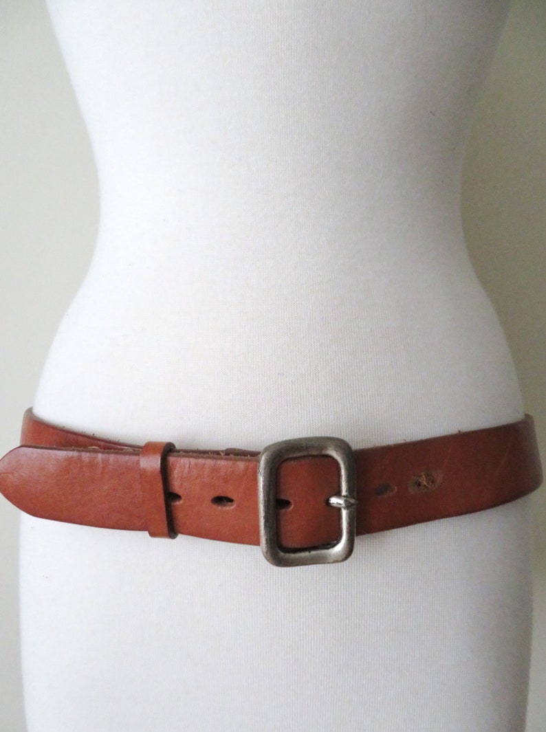 tan leather belt, vintage 90s Banana Republic belt, waist or hip hugger, unisex men or women, 1.5wide, 38 inch image 3