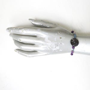 Amethyst Bracelet with Vintage Button - 7 inches long - Lavender image 8