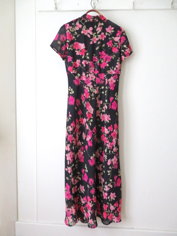 floral dress, black and pink, long ankle length, … - image 6