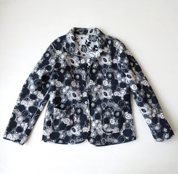 Vintage 90s Reversible Quilted Jacket: Black & Wh… - image 3