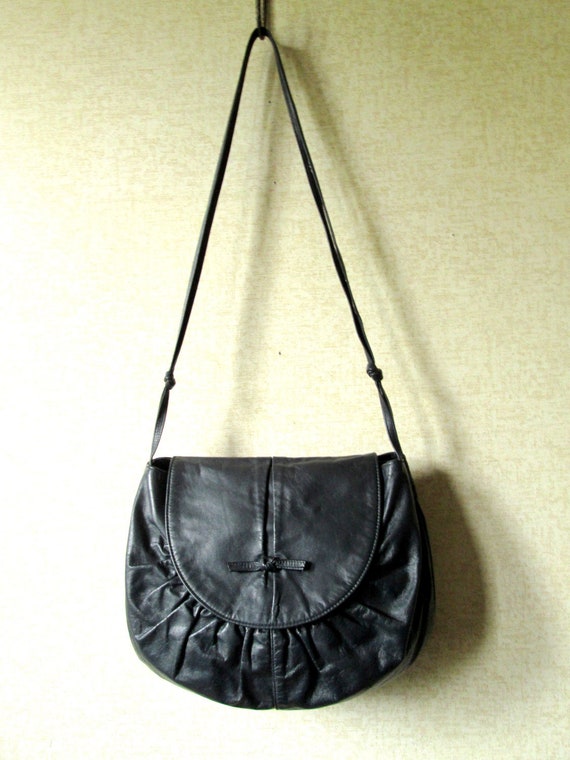 hobo bag, midnight blue dark navy leather boho ba… - image 2