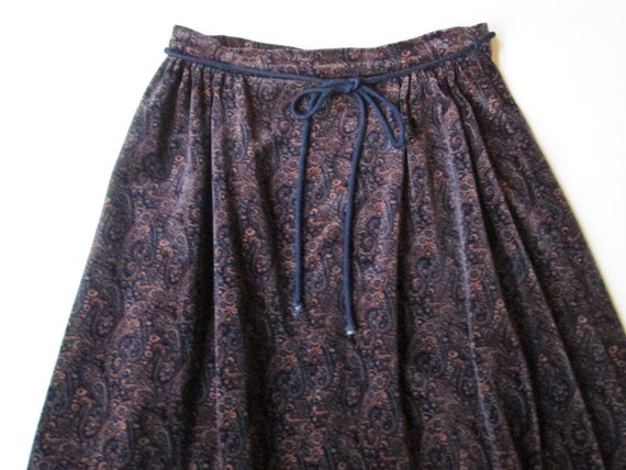 velvet skirt, paisley print skirt, high waisted g… - image 3