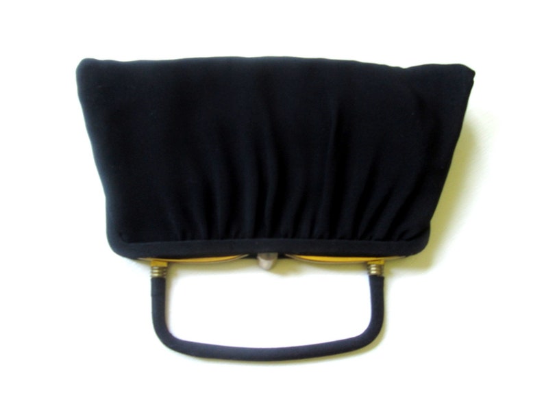 Black clutch bag fabric handbag top handle frame purse | Etsy