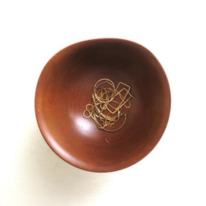 small wood bowl with asymmetrical shape for jewelry, rings, potpourri, lavender - vintage 60s decor