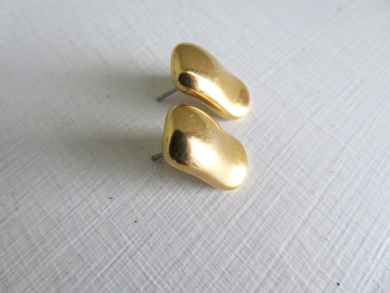 modernist earrings, abstract sculptural shape, go… - image 2