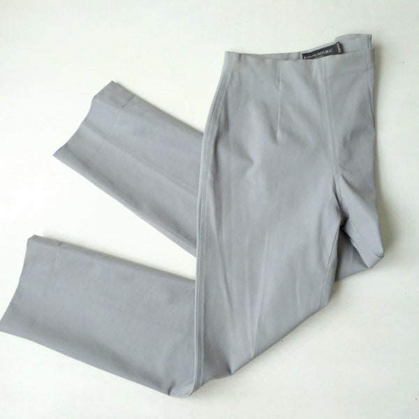 gray pants, grey trousers, tapered stretch, 90s style, Banana Republic, vintage 2002, women extra small