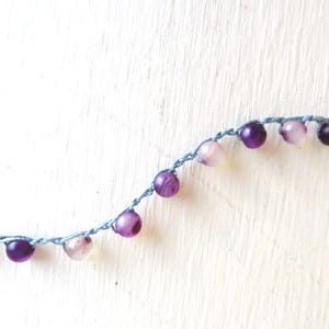 Amethyst Bracelet with Vintage Button - 7 inches long - Lavender image 6