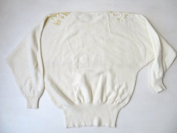 dolman sweater, vintage 80s, cream oversized crew… - image 8
