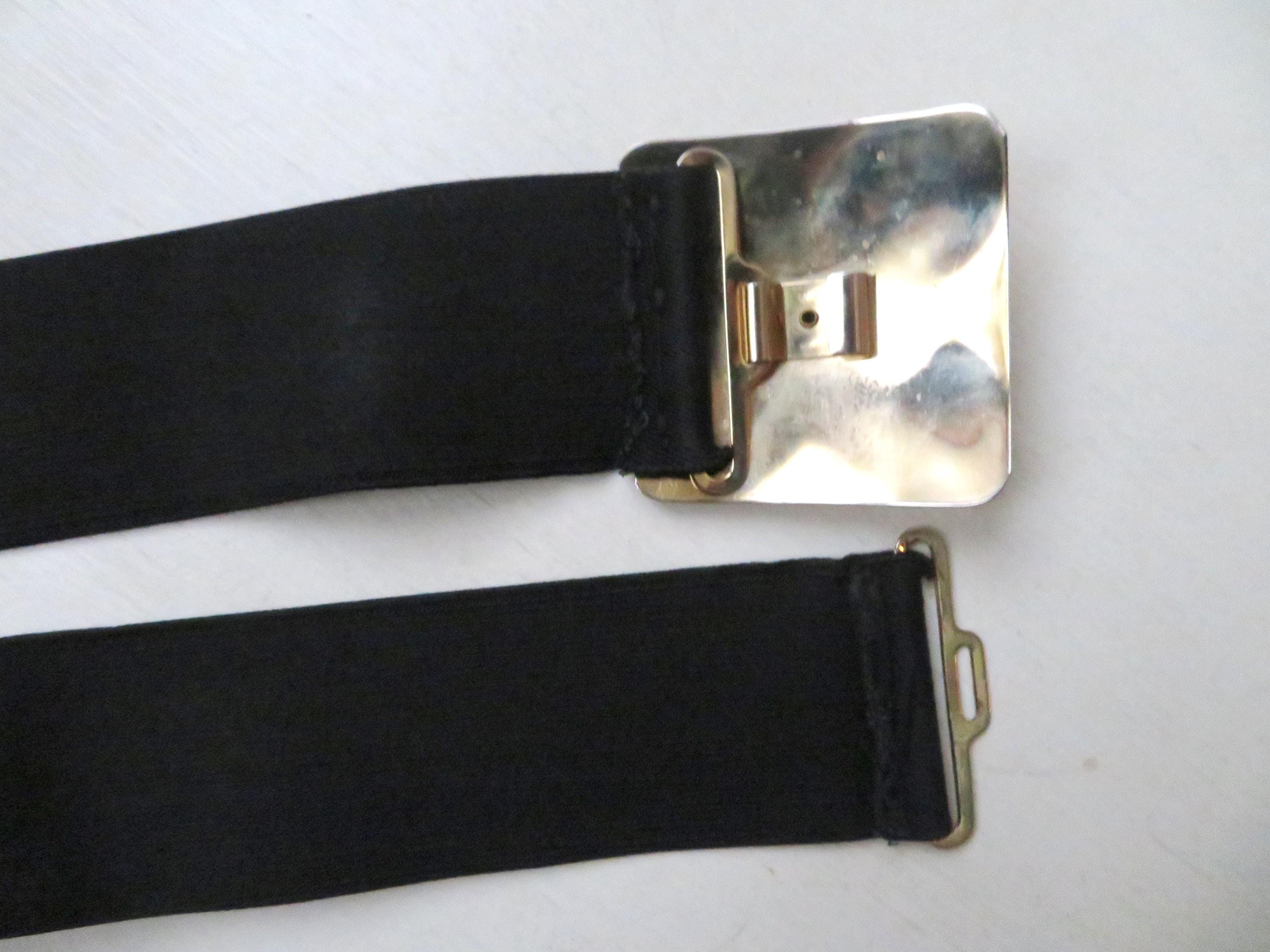Vintage 80s Stretch Cinch Belt: Black & Gold Clasp, 2 display picture 1