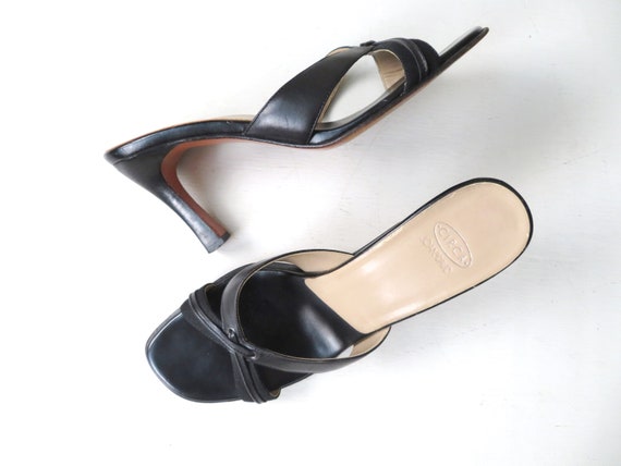 Joan & David high heel pumps, black leather mules… - image 1