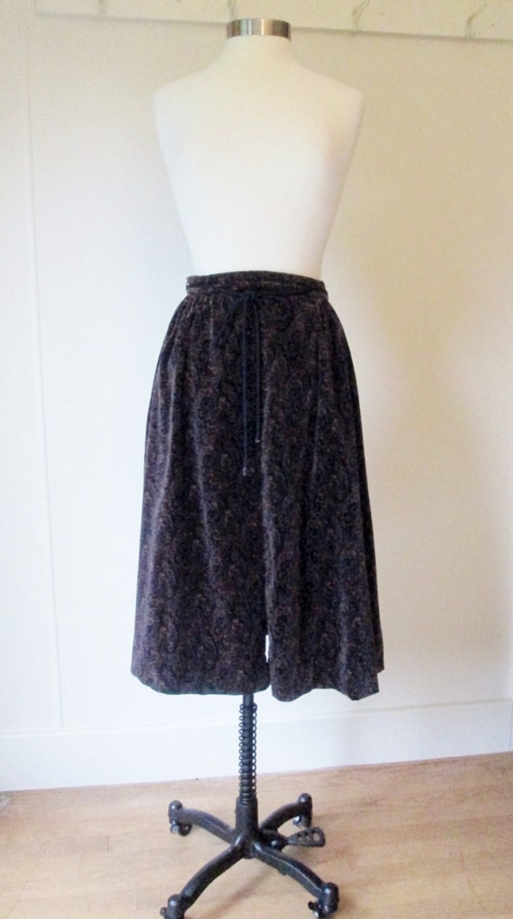 velvet skirt, paisley print skirt, high waisted g… - image 2
