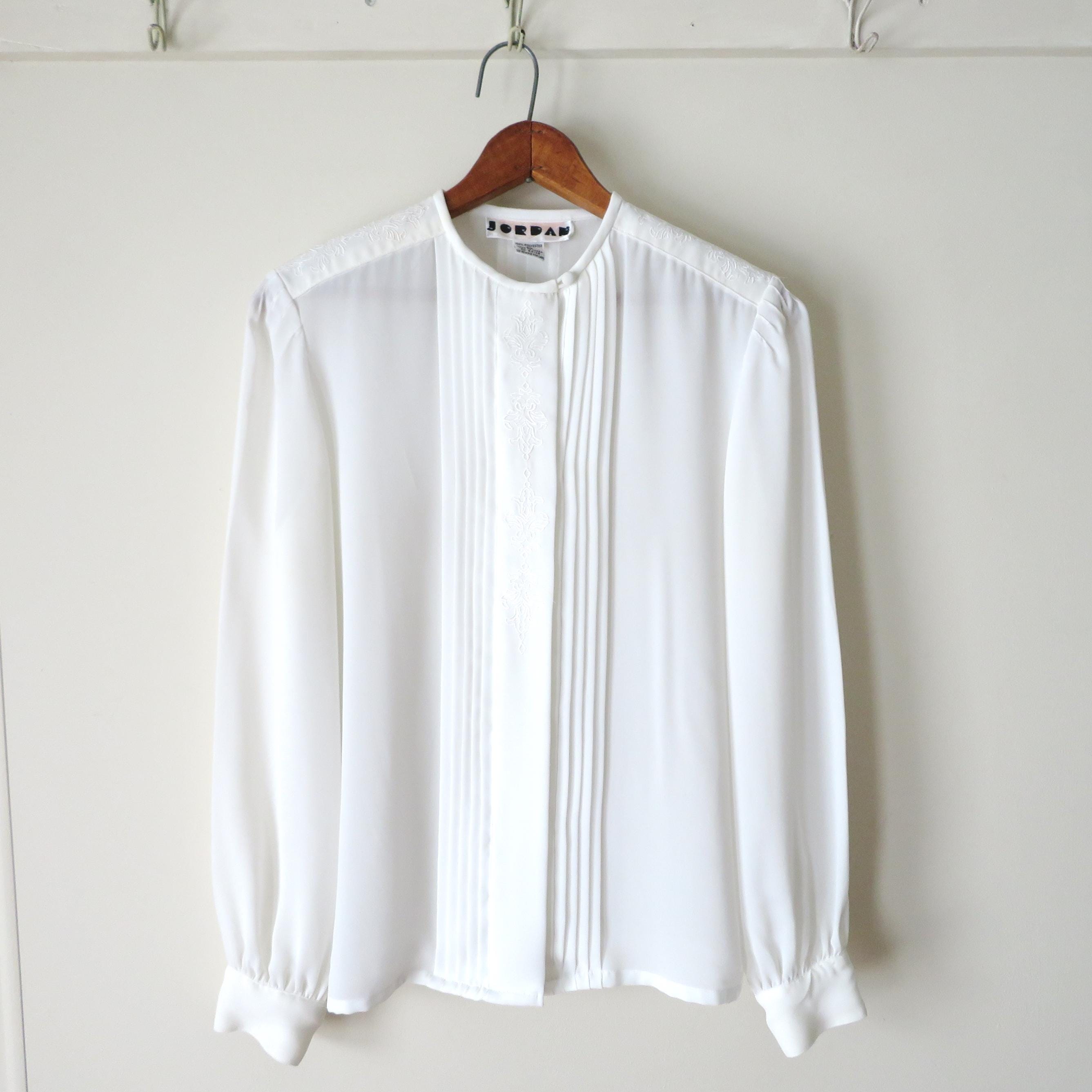 White Poet Blouse - Etsy 【pois】gather2way blouse [white]