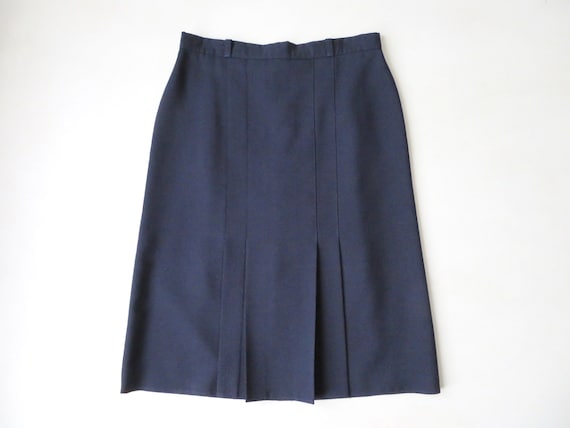 Navy Blue Skirt With Pleats Minimalist Style Classic Clothing Vintage 90s Women Medium Etsy