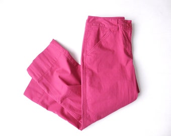 cropped pants with pockets, raspberry pink, capri pants, minimalist style, vintage 90s, Talbots, women small