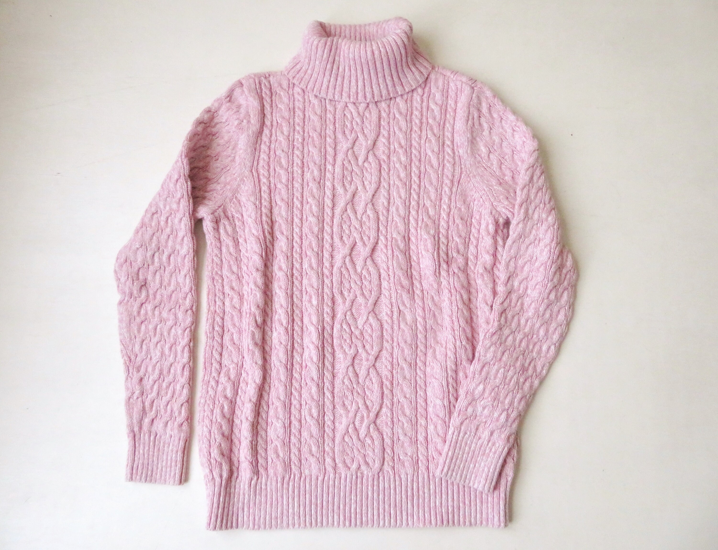 Turtleneck Sweater Pink Cotton Pullover 