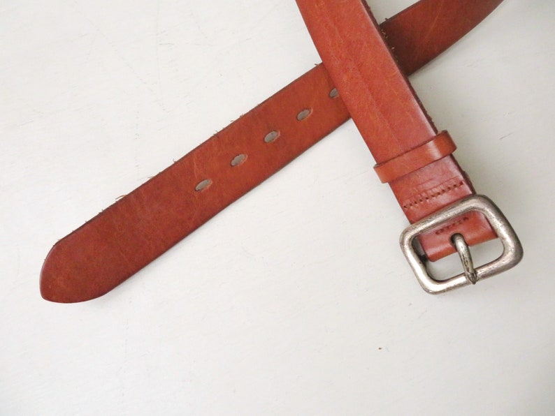 tan leather belt, vintage 90s Banana Republic belt, waist or hip hugger, unisex men or women, 1.5wide, 38 inch image 2