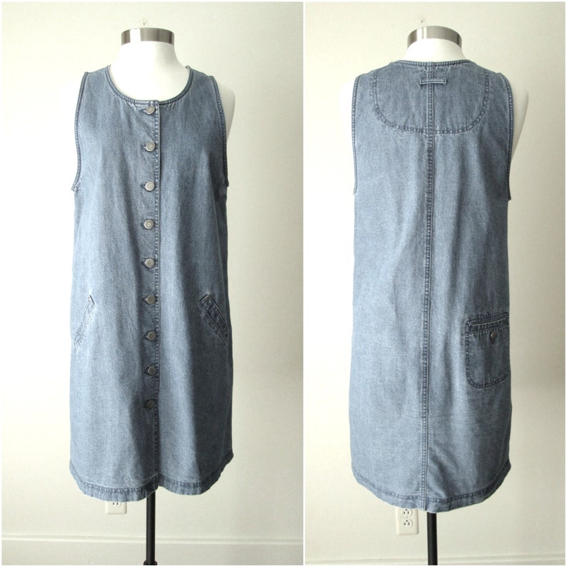 knee length denim overall dress