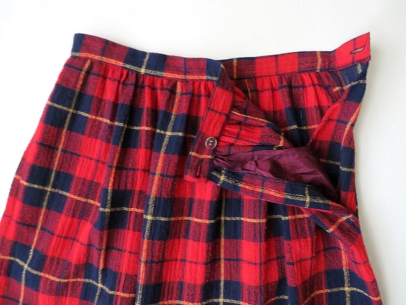 red plaid skirt vintage 70s skirt with pockets, t… - image 3