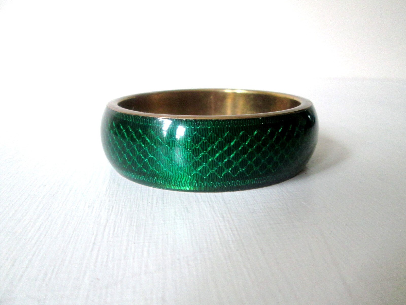 chunky bangle bracelet emerald green & brass wide cuff Etsy