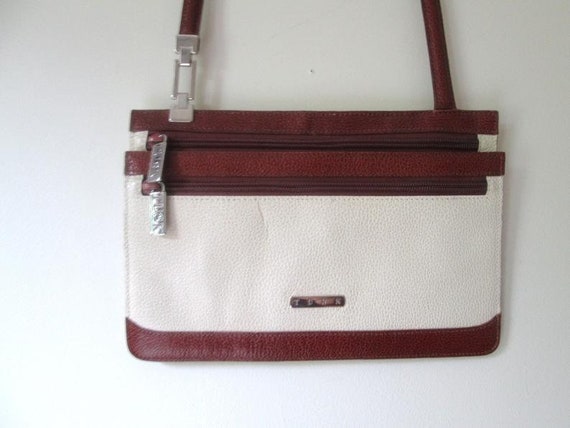 flat crossbody bag, wallet bag, two tone beige an… - image 4