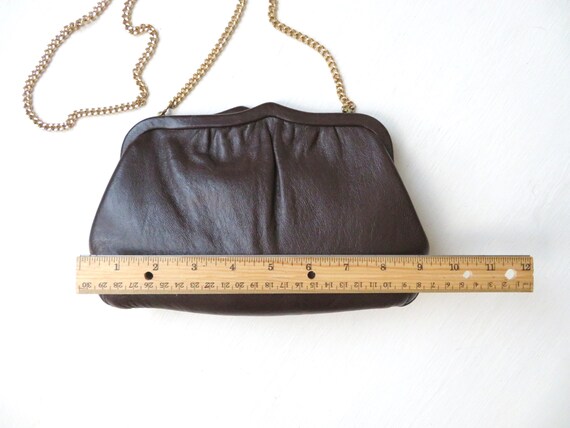 Clutch Bag With Chain Dark Brown Ruched 