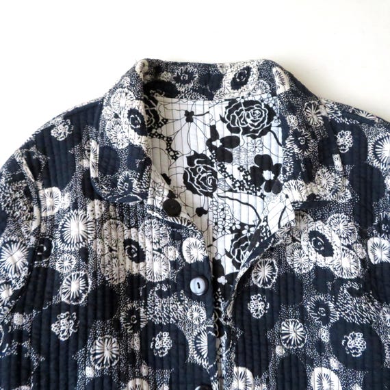 Vintage 90s Reversible Quilted Jacket: Black & Wh… - image 5