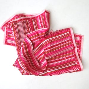 Vintage 60s Glentex Scarf: Pink Striped Geometric Print, 23" Square