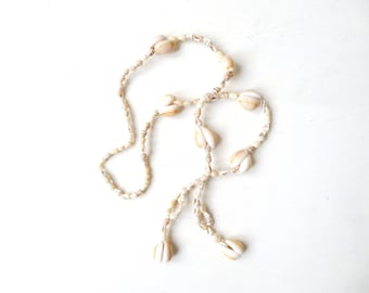 Shell Necklace, Vintage 70s Seashell Beach Jewelry