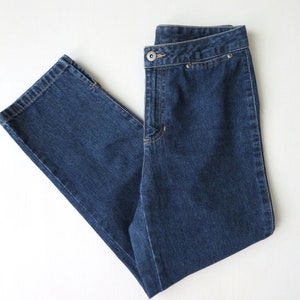 cropped jeans, ankle length capris, indigo blue denim jeans, vintage 80s 90s, Liz Claiborne, women extra small size