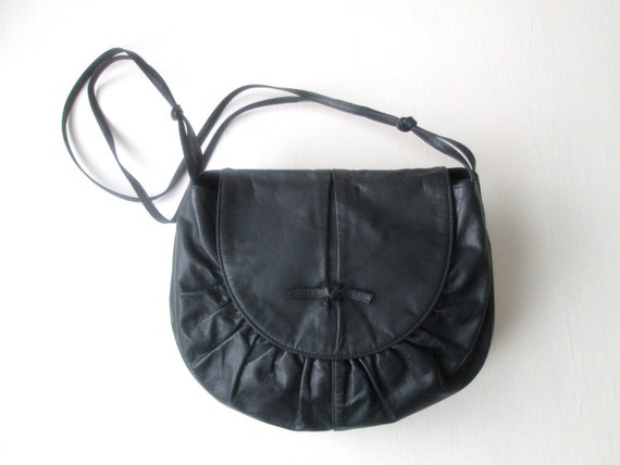 hobo bag, midnight blue dark navy leather boho ba… - image 1